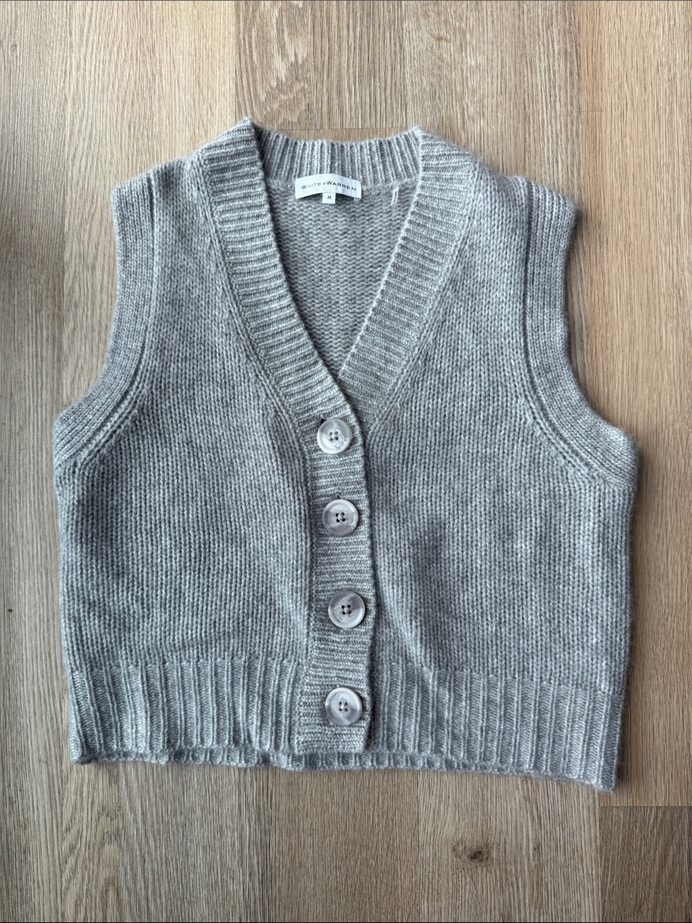 White + Warren 100% cashmere Grey Button Vest